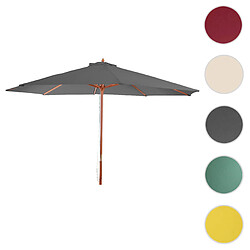 Mendler Parasol Florida, parasol de jardin, parasol de marché, Ø 3,5 m, polyester/bois, 7 kg ~ gris foncé