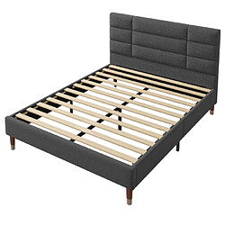 Acheter modfu Lit adulte 140x200 cm avec tête de lit, en lin, gris