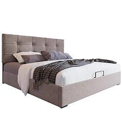 Acheter modfu Lit coffre 140x200 cm avec tête de lit réglable et sommier à lattes, en velours, gris clair