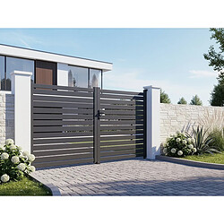 Habitat Et Jardin Portail semi-ajouré en aluminium Julien - 340 x 140 cm - Gris