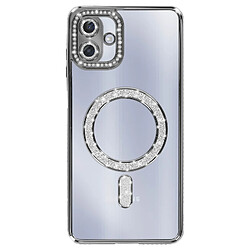 Avizar Coque pour Galaxy A07 Compatible MagSafe avec Contour Strassé Noir 