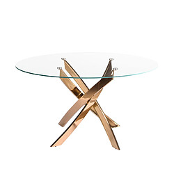 Angel Cerda Table de salle à manger ronde en verre trempé et acier rose