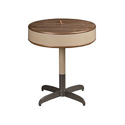 Angel Cerda Table d'angle ronde en similicuir, noyer et acier gris