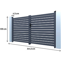 Avis Habitat Et Jardin Portail semi-ajouré en aluminium Julien - 340 x 140 cm - Gris
