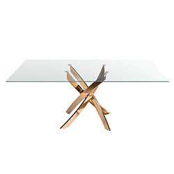 Angel Cerda Table de salle à manger rectangulaire en verre trempé et acier rose