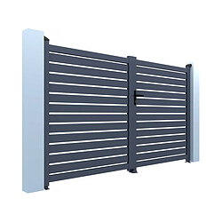 Acheter Habitat Et Jardin Portail semi-ajouré en aluminium Julien - 340 x 140 cm - Gris