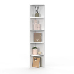 Idmarket Etagère murale d'angle MODULA 5 niveaux blanche à poser ou à fixer