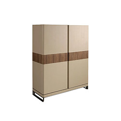 Angel Cerda Buffet haut en similicuir, noyer et acier poli