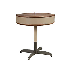 Angel Cerda Table d'angle ronde en similicuir, noyer et acier gris