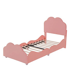 modfu Lit enfant 90x200 cm avec haute barrière, en velours, rose pas cher