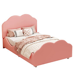 Acheter modfu Lit enfant 90x200 cm avec haute barrière, en velours, rose