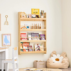 SoBuy Étagère murale Montessori naturel 80x12x118 cm KMB08-N pas cher