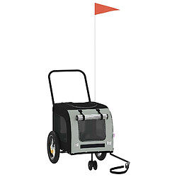 vidaXL Remorque de vélo pour animaux Gris et Noir 125 x 53 x 54 cm