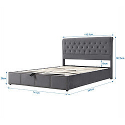 Avis modfu Lit coffre 140x200 cm avec décor clouté, en velours, gris
