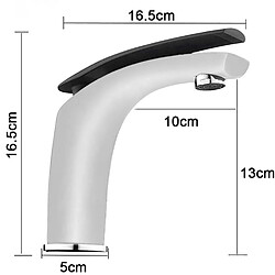 Decopine Robinet mitigeur de lavabo cascade en laiton noir avec plateau en verre