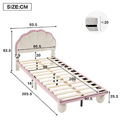 Avis modfu Lit enfant 90x200 cm avec LED, tête de lit et sommier à lattes, en velours, rose