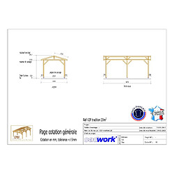 CPBF Carport bois 20 m², (Charpente en bois-auvent-abri voiture). authentique TRADITION 100% français. Garantie 10 ans