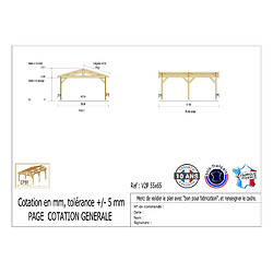 CPBF Carport Charpente deux pentes 550 cm x 650 cm, bois DOUGLAS Français (Charpente en bois-auvent-abri voiture), 36 m². Garantie 10 ans