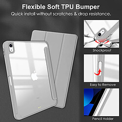 Housse Étui pour iPad Air 13"/ iPad Pro 12.9" - Coque Protection avec Slot Stylo Intégré - Dos Acrylique Transparent - Gris clair