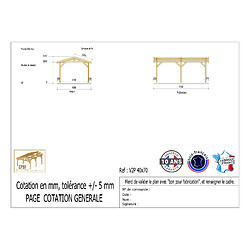 CPBF Carport Charpente deux pentes 400cmx700cm, Bois DOUGLAS Français (Charpente en bois-auvent-abri voiture), 28 m². Garantie 10 ans