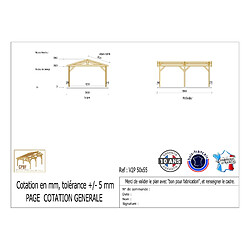 CPBF Carport Charpente deux pentes 500 cm x 600 cm, bois DOUGLAS Français (Charpente en bois-auvent-abri voiture), 30 m². Garantie 10 ans