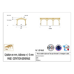 CPBF Carport deux pentes, 400cmx800cm, Bois DOUGLAS Français (Charpente en bois-auvent-abri voiture), 32 m². Garantie 10 ans