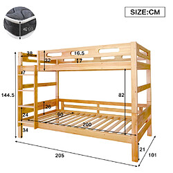 Avis modfu Lit superposé 90x200 cm, en bois, naturel