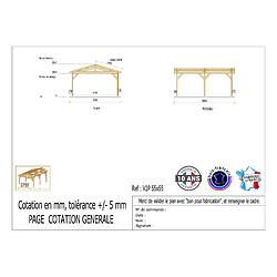 CPBF Carport Charpente deux pentes 550 cm x 550 , bois DOUGLAS Français (Carport - Auvent - Abri voiture, 31 m². Garantie 10 ans