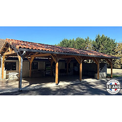 CPBF Carport Charpente deux pentes, 500cm x 1250cm, bois DOUGLAS Français (Charpente en bois-auvent-abri voiture), 63m². Garantie 10 ans