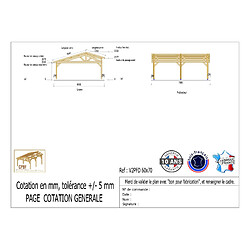 CPBF Carport deux pentes faitage décalé, 600cm x 700cm, bois DOUGLAS Français (Charpente en bois-auvent-abri voiture), 42 m². Garantie 10 ans