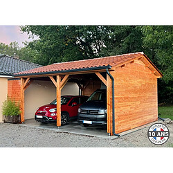 CPBF Carport Charpente deux pentes 500 cm x 650 cm, bois DOUGLAS Français (Charpente en bois-auvent-abri voiture), 33 m². Garantie 10 ans