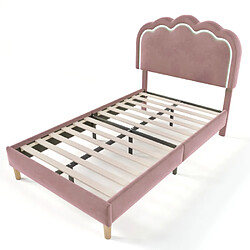 Acheter modfu Lit enfant 90x200 cm avec LED et tête de lit réglable, en velours, rose