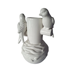 Invotis Oiseau en céramique blanche Vase