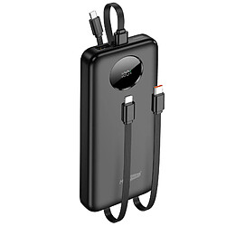 Max excell Batterie de Secours 10000mAh 2 Port USB-A / USB-C et 2 Câbles Intégré Noir
