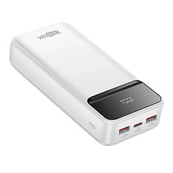 Max excell Batterie de Secours 20000mAh USB-C PD 20W / 2 USB 22.5W avec Écran LCD Blanc