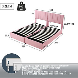 Avis modfu Lit coffre 180x200 cm, en lin, rose