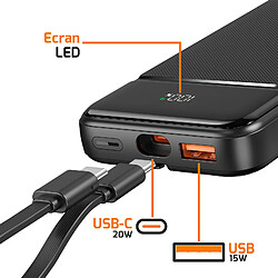 Avis Max excell Batterie de Secours 10000mAh 2 Port USB-A / USB-C avec 2 Câble et Écran LED Noir