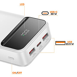 Avis Max excell Batterie de Secours 20000mAh USB-C PD 20W / 2 USB 22.5W avec Écran LCD Blanc