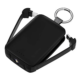 Jaym Powerbank 4000mAh USB-C / Lightning avec Porte Clés et Lampe Torche Noir
