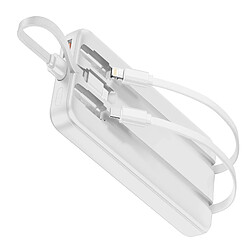 Max excell Batterie de Secours 10000mAh 2 Port USB-A / USB-C et 2 Câbles Intégré Blanc