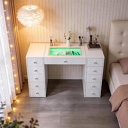 Fenchilin Coiffeuse avec RGB éclairage LED Blanc 130 cm