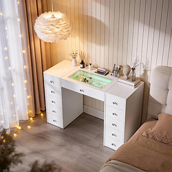 Fenchilin Coiffeuse avec RGB éclairage LED Blanc 130 cm