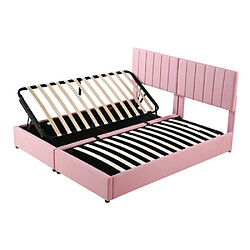 modfu Lit coffre 180x200 cm, en lin, rose pas cher