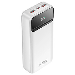 Max excell Batterie de Secours 20000mAh USB-C PD 20W / 2 USB 22.5W avec Écran LCD Blanc