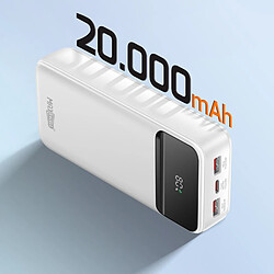 Acheter Max excell Batterie de Secours 20000mAh USB-C PD 20W / 2 USB 22.5W avec Écran LCD Blanc