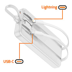 Acheter Max excell Batterie de Secours 10000mAh 2 Port USB-A / USB-C et 2 Câbles Intégré Blanc