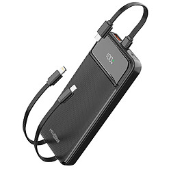 Max excell Batterie de Secours 10000mAh 2 Port USB-A / USB-C avec 2 Câble et Écran LED Noir