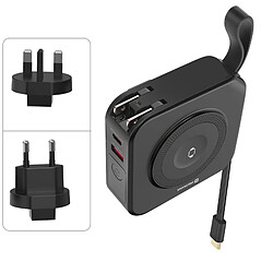 Swissten Powerbank All-in-One Pro MagSafe / USB / USB-C avec Prises internationales Noir