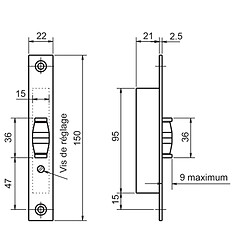 Metalux Serrure monopoint à larder - Noir
