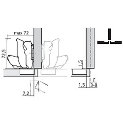 Charnière CLIP TOP 155° Blumotion semi applique inserta BLUM CHA71B769
